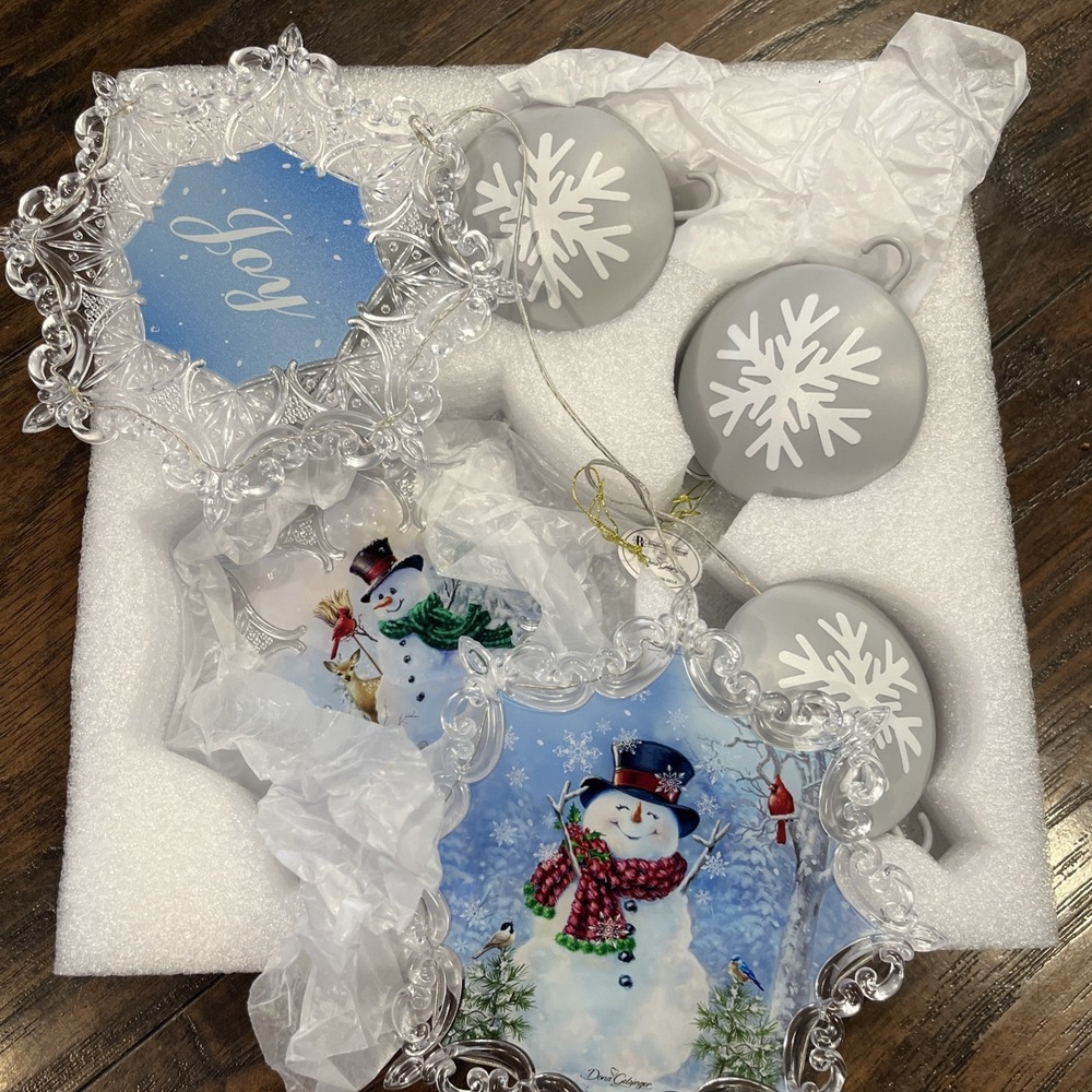 Christmas Ornament Snowflake Snowman Set of‎ 3 Bradford Exchange Dona Gelsinger